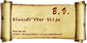Bleicöffer Vilja névjegykártya